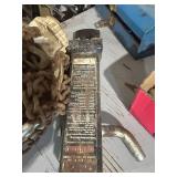 Box of Mixed Tools with Heavy Chain and Jack Handle