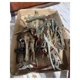 Assorted Lot of Hand Tools Including Pliers and 18in Ridgid Pipe Wrench