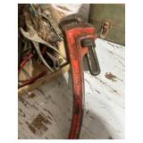 Assorted Lot of Hand Tools Including Pliers and 18in Ridgid Pipe Wrench