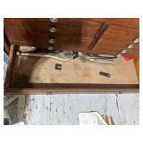 Vintage Wooden Machinist Tool Chest with Assorted Tools and Knife