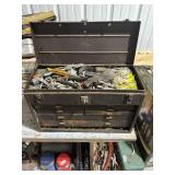 Metal Toolbox with Assorted Hand Tools and Hardware
