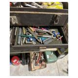 Metal Toolbox with Assorted Hand Tools and Hardware