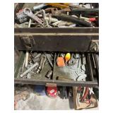 Metal Toolbox with Assorted Hand Tools and Hardware