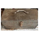 Metal Toolbox with Assorted Trailer Hitch Balls and Mounts