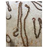 Lot of Heavy-Duty Tow and Binder Chains with Hooks
