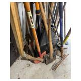 Assorted Yard and Garden Tools Collection with Tool Holder