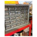 Mixed Lot of Hardware Fasteners, Marking Pencils, and Storage Drawers