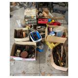Bulk Lot of Mixed Hardware, Fasteners, and Hand Tools in Organizers