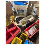 Bulk Lot of Mixed Hardware, Fasteners, and Hand Tools in Organizers