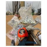 Collection of Caulk Guns, Tape Measure, Spray Gun, and Hardware Fasteners