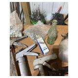 Collection of Caulk Guns, Tape Measure, Spray Gun, and Hardware Fasteners
