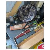 Hunting and Archery Lot with Pop-Up Blind, Arrows, Quiver, Scope, Antler, and Accessories