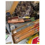 Hunting and Archery Lot with Pop-Up Blind, Arrows, Quiver, Scope, Antler, and Accessories