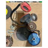 Lot of Saw Blades, Grinding Discs, Wire Wheels, Ear Protection and Hardware