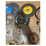 Lot of Saw Blades, Grinding Discs, Wire Wheels, Ear Protection and Hardware