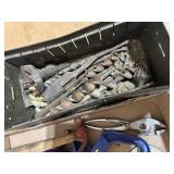 Lot of Vintage Drill Bits with Metal Box and Hand Tools