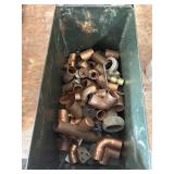 Box of Mixed Copper Plumbing Fittings in Metal Container