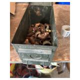 Box of Mixed Copper Plumbing Fittings in Metal Container