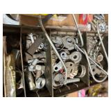 Assorted Grease Guns with Mixed Hardware and Fasteners