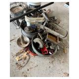 Lot of Mixed Metal Scrap, Steel Panels, Barrels, and Hardware Assortment