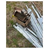 Lot of Mixed Metal Scrap, Steel Panels, Barrels, and Hardware Assortment