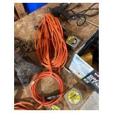Garage Tool Collection with Jack Stands, Jumper Cables, Extension Cords, and Hand Tools