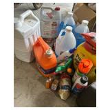 Garage Chemicals, Oils, Funnels, and Garage Tools Lot