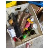 Garage Chemicals, Oils, Funnels, and Garage Tools Lot
