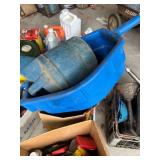 Garage Chemicals, Oils, Funnels, and Garage Tools Lot