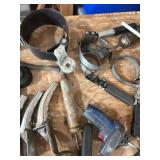 Automotive Oil Filter Wrenches, Grease Guns, and Tool Lot