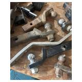 Collection of Trailer Hitches, Ball Mounts, Chains, and Towing Accessories
