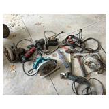 Assorted Power Tools and Hand Tools Lot Including Circular Saws, Grinders, Impact Wrench, and Hammers