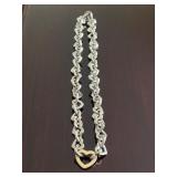 Tiffany & Co. Silver and Gold Heart Link Necklace with Pouch
