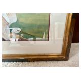 Herons on the River Bank Original Tempera by Chin Wah, Framed Artwork