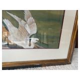 Herons on the River Bank Original Tempera by Chin Wah, Framed Artwork