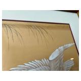 Herons on the River Bank Original Tempera by Chin Wah, Framed Artwork