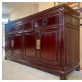 Mahogany Sideboard Buffet Cabinet with Brass Accents