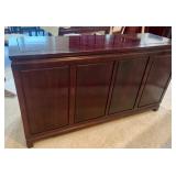 Mahogany Sideboard Buffet Cabinet with Brass Accents