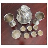 Karshi Jerusalem Wine Fountain and 2 Corbell & Co Silver Plated Goblet Set
