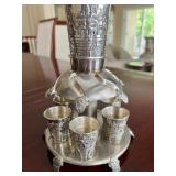 Karshi Jerusalem Wine Fountain and 2 Corbell & Co Silver Plated Goblet Set