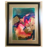 Original Framed Abstract Mixed Media Artwork with Gold Leaf Accents by McKisson