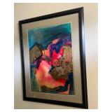 Original Framed Abstract Mixed Media Artwork with Gold Leaf Accents by McKisson