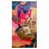 Original Framed Abstract Mixed Media Artwork with Gold Leaf Accents by McKisson