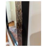 Oriental Style Wall Mirror with Inlaid Figures and Gold Detailing