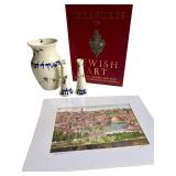 Judaica Art & Decor Collection with Print, Vase, Candlesticks and Book