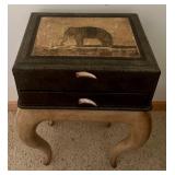 Handcrafted Decorative Elephant Box on Sculpted Wooden Stand