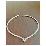 Sterling Silver Necklace with Topaz Square Gemstone Pendant