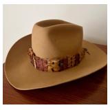 Vintage Stetson 4X Beaver Cowboy Hat Size 7 3/8 with Feather Band