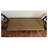 Hand-Painted Black and Gold Chinoiserie Bench with Upholstered Seat