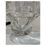 Collection of 7 Small Cut Glass Bud Vases and Candy Dish including Orrefors Sweden